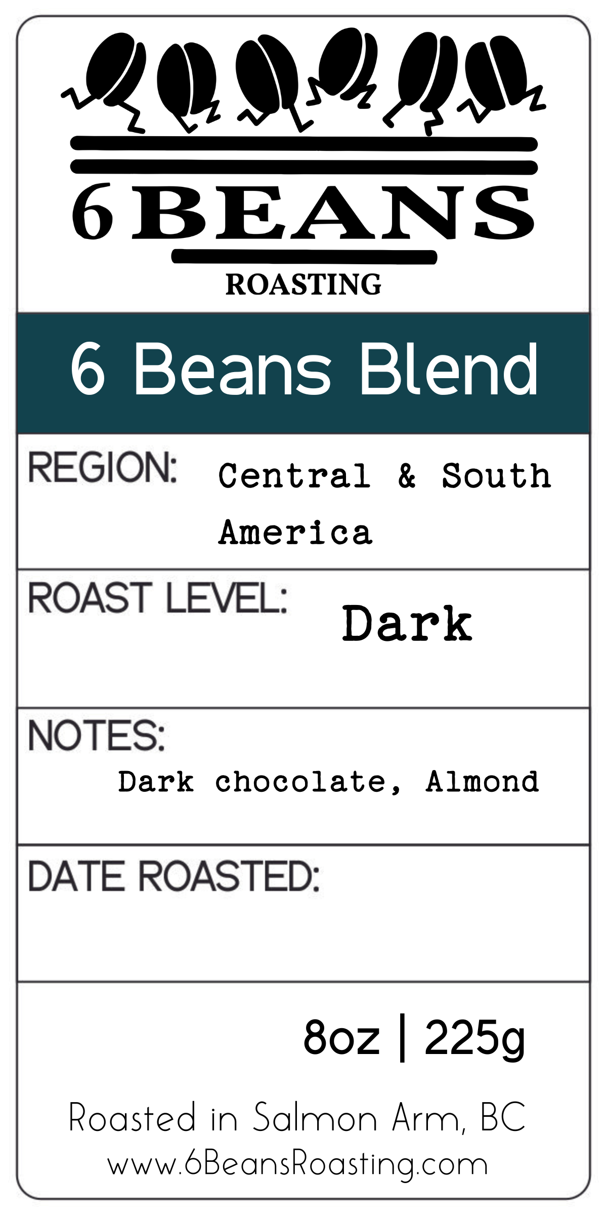 【beansページ】 6 Beans Signature Blend - Coffee Dark to Medium Roast | 6 Beans